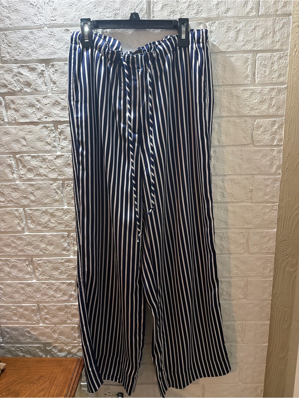 Striped Navy and White women’s Casual Drawstring Pants
